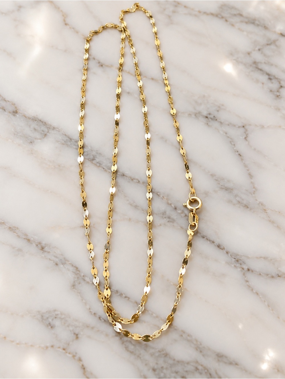 10K Solid Yellow Gold Mirror Chain Necklace 22” 2mm Real Gold NEW